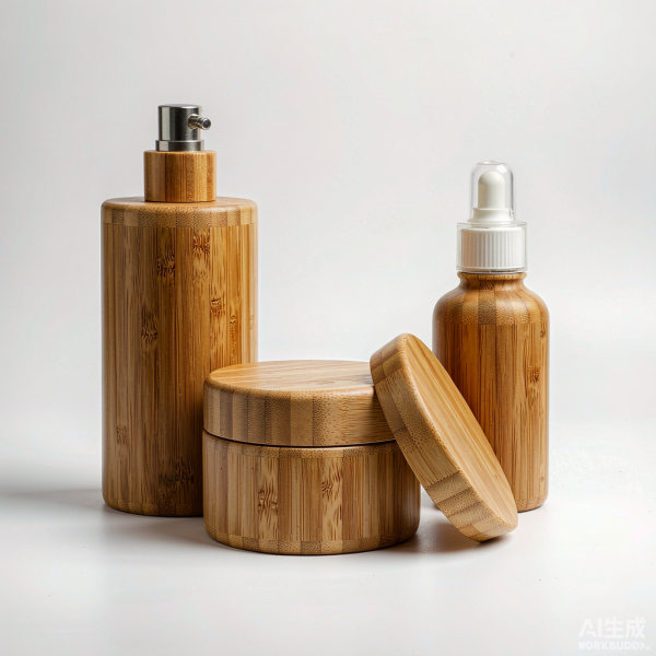 Bamboo Cosmetic Packaging Set — pump bottle, jar & dropper Bamboo Cosmetic Packaging Set — pump bottle, jar & dropper